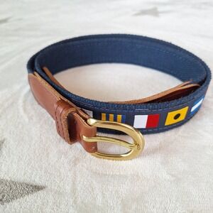 Preston - Nautical Code Flag Leather Canvas Belt - Men's Size 36 - MADE IN USA